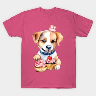 Cute basset hound dog with candies and cakes gift ideas for all T-Shirt